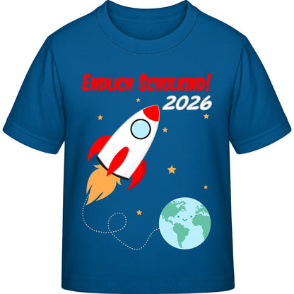 Kinder T-Shirt Einschulung Rakete – Endlich Schulkind 2026