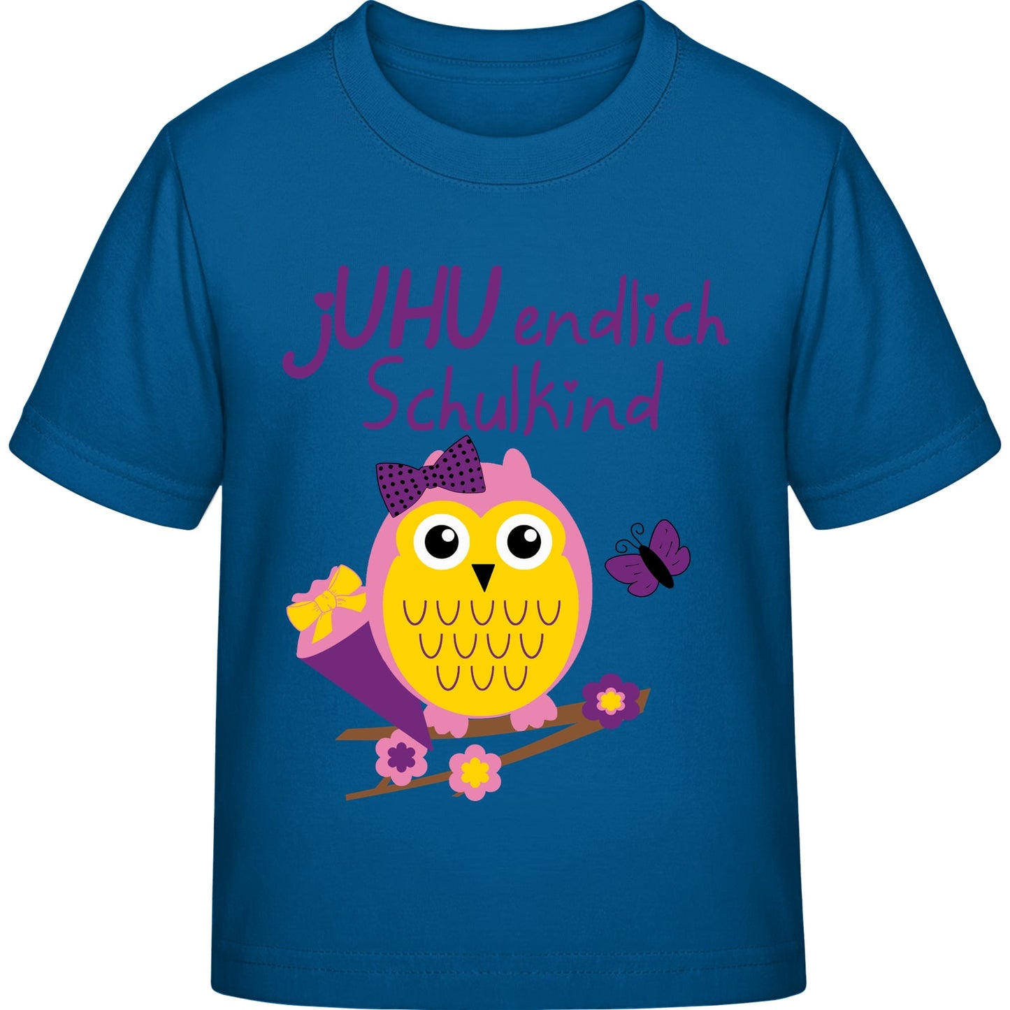 Mädchen T-Shirt Einschulung Eule – jUHU endlich Schulkind