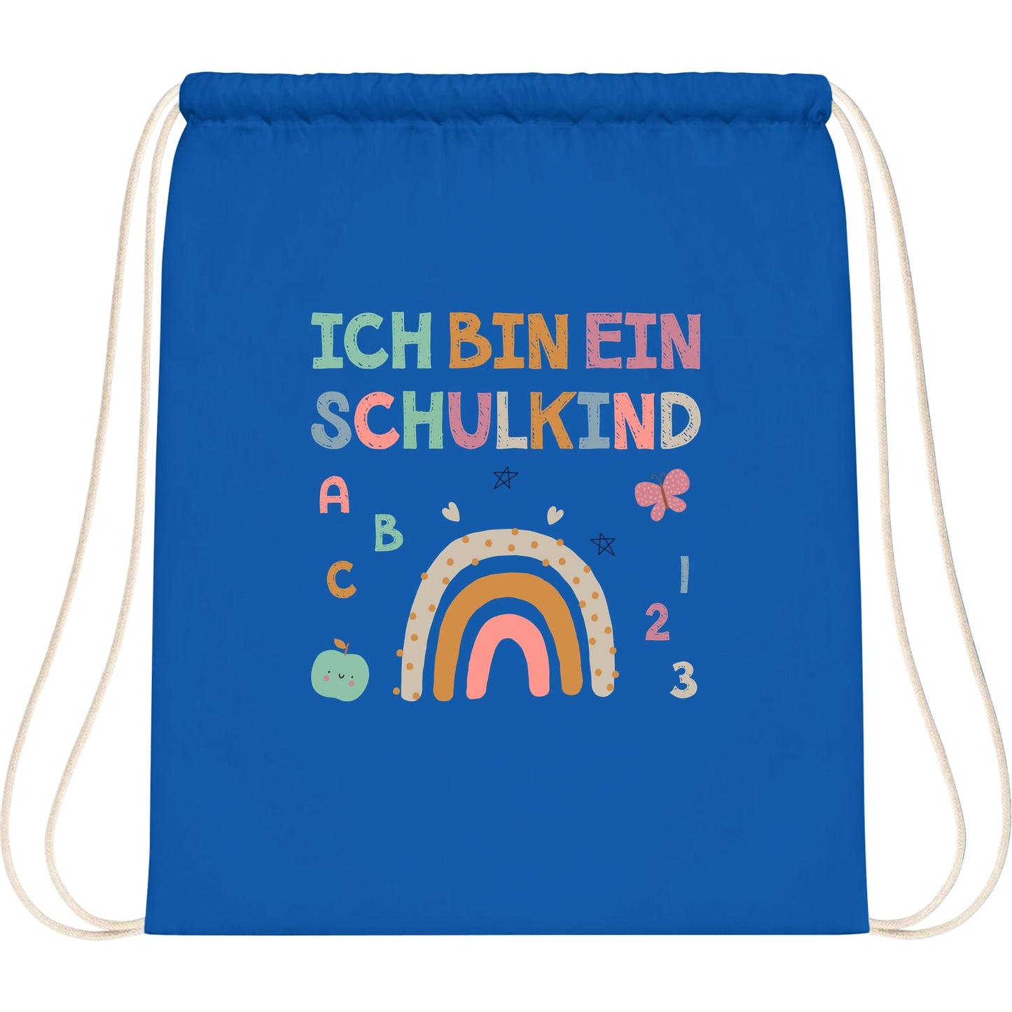 Turnbeutel Einschulung Schulkind – Regenbogen mit ABC & Zahlen