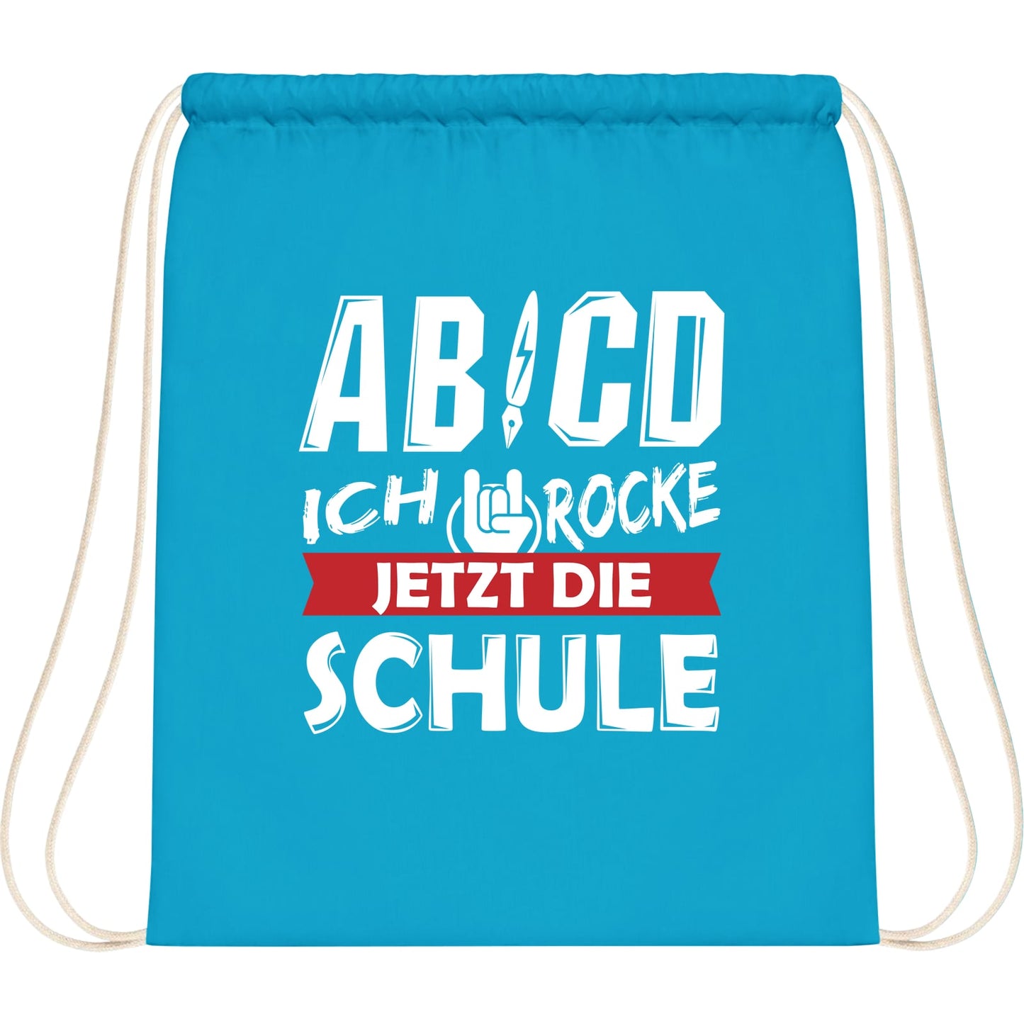 Turnbeutel Einschulung Rocker-Hand – Ich rocke jetzt die Schule