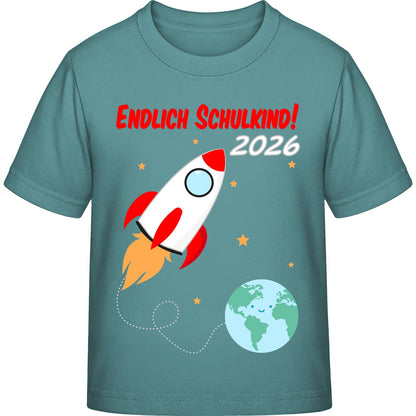 Kinder T-Shirt Einschulung Rakete – Endlich Schulkind 2026