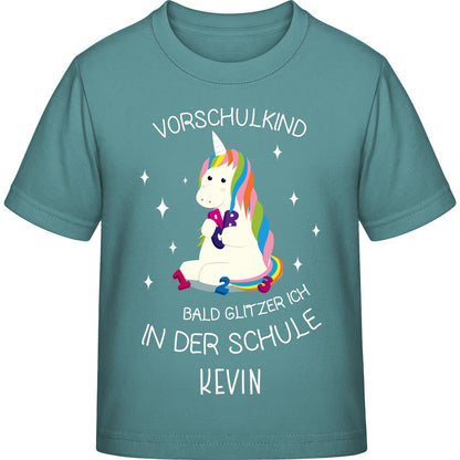 Mädchen T-Shirt Einschulung Einhorn – Vorschulkind Glitzer-Spruch